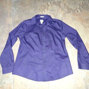 Chico's Purple/Plum Wrinkle-Resistant Long Sleeve Button-Front Woman Shirt 1-M/8